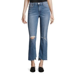 Frame Le High Straight Asymmetric Hem Jeans